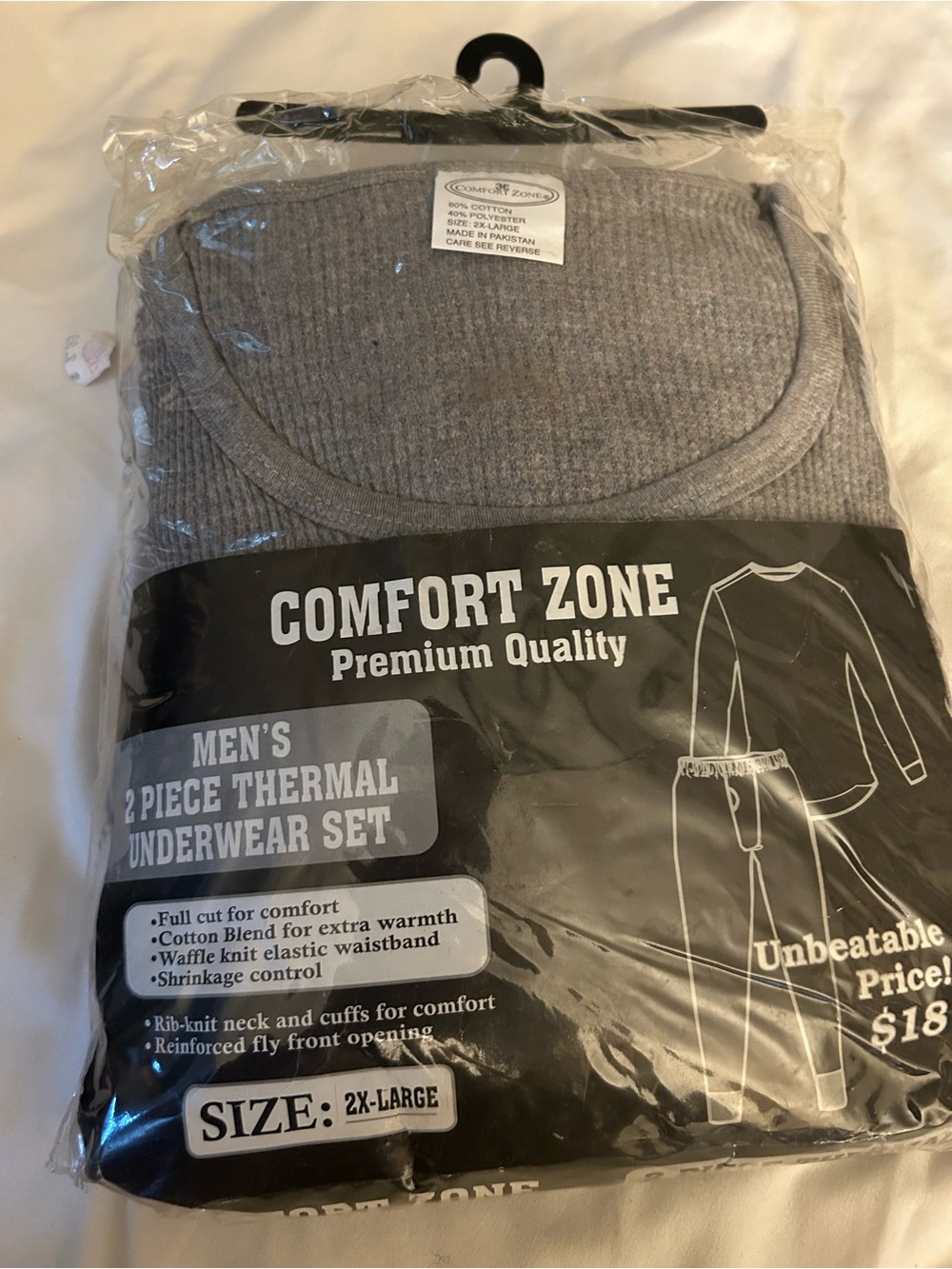 Comfort Zone Men’s 2-Piece Thermal Undershirt Set - Gray
